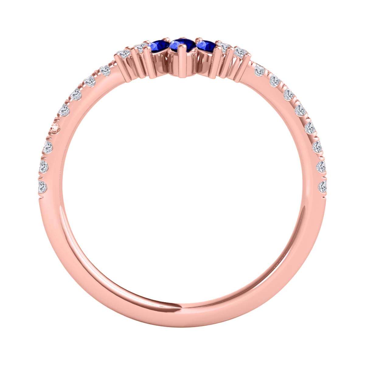 0.35 Carat Prong Set Natural Diamond & Marquise Shape Tanzanite Gemstone Wedding Band In 10K Rose White & Yellow Solid Gold Mauli Jewels
