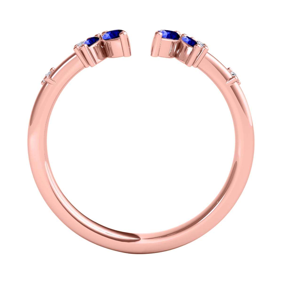 0.25 Carat Prong Set Natural Diamond & Marquise Shape Tanzanite Gemstone Wedding Band In 10K Rose White & Yellow Solid Gold Mauli Jewels