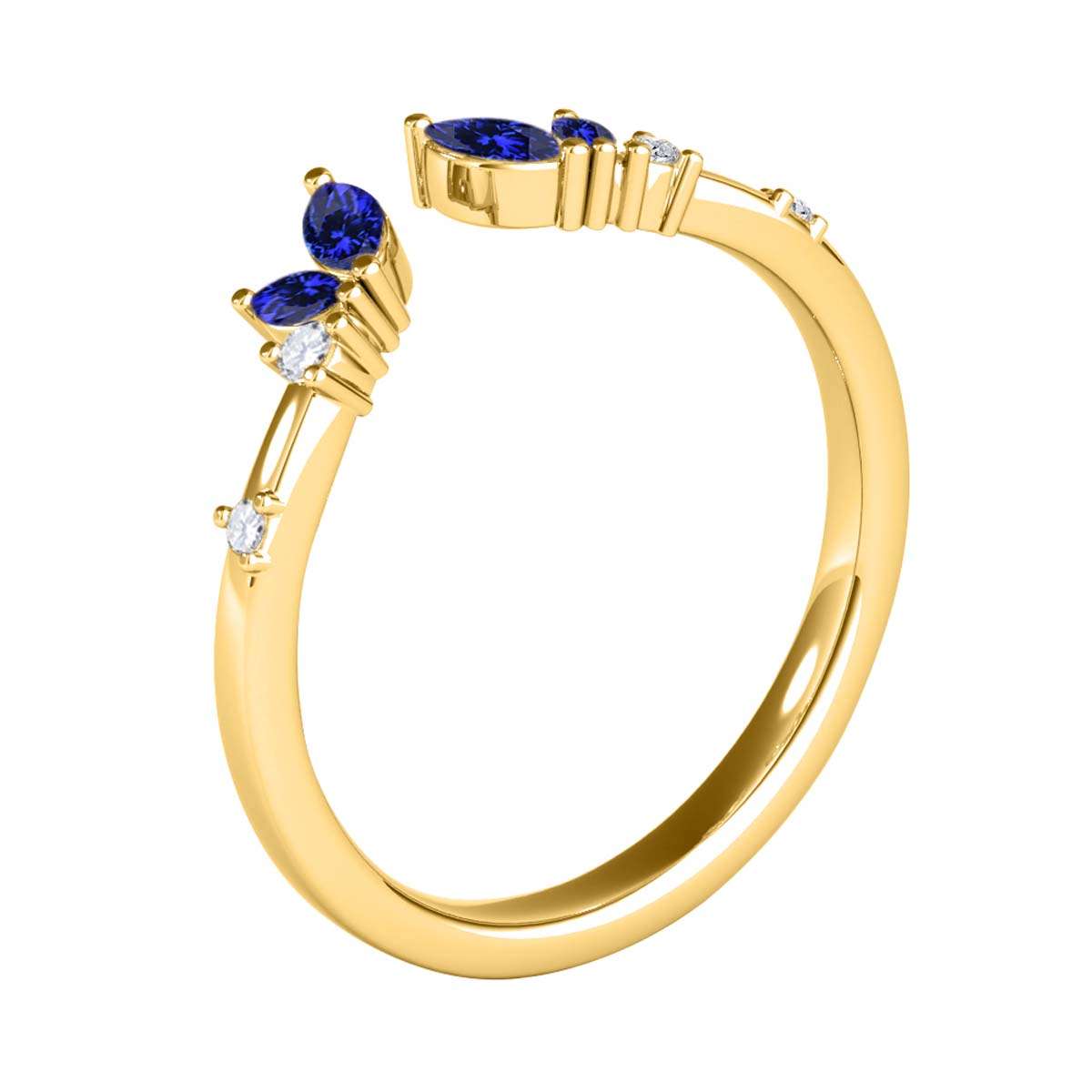 0.25 Carat Prong Set Natural Diamond & Marquise Shape Tanzanite Gemstone Wedding Band In 10K Rose White & Yellow Solid Gold Mauli Jewels