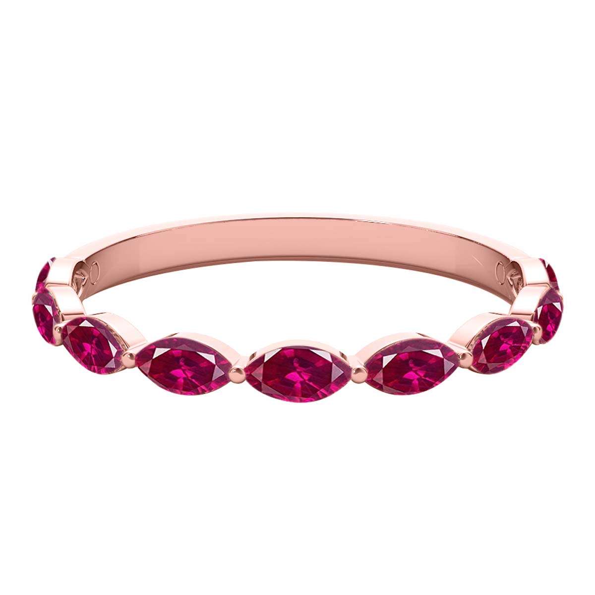 Elegant 0.75 Carat Marquise Ruby Gemstone Wedding Band: Prong Set, 10K Rose, White & Yellow Gold, Perfect for Women Mauli Jewels