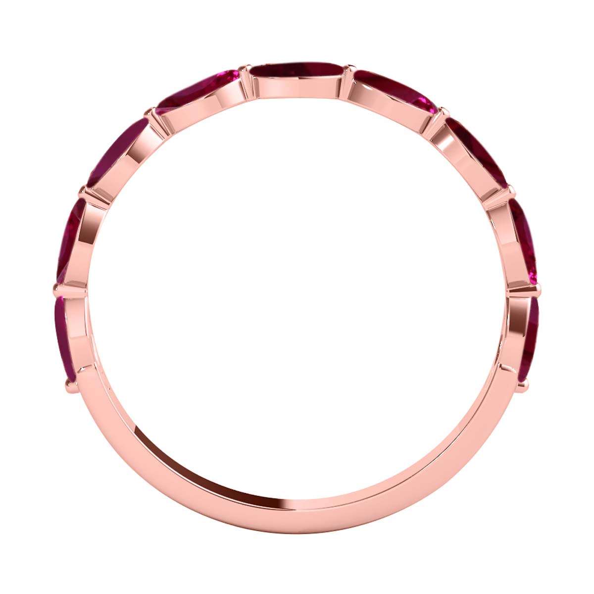 Elegant 0.75 Carat Marquise Ruby Gemstone Wedding Band: Prong Set, 10K Rose, White & Yellow Gold, Perfect for Women Mauli Jewels