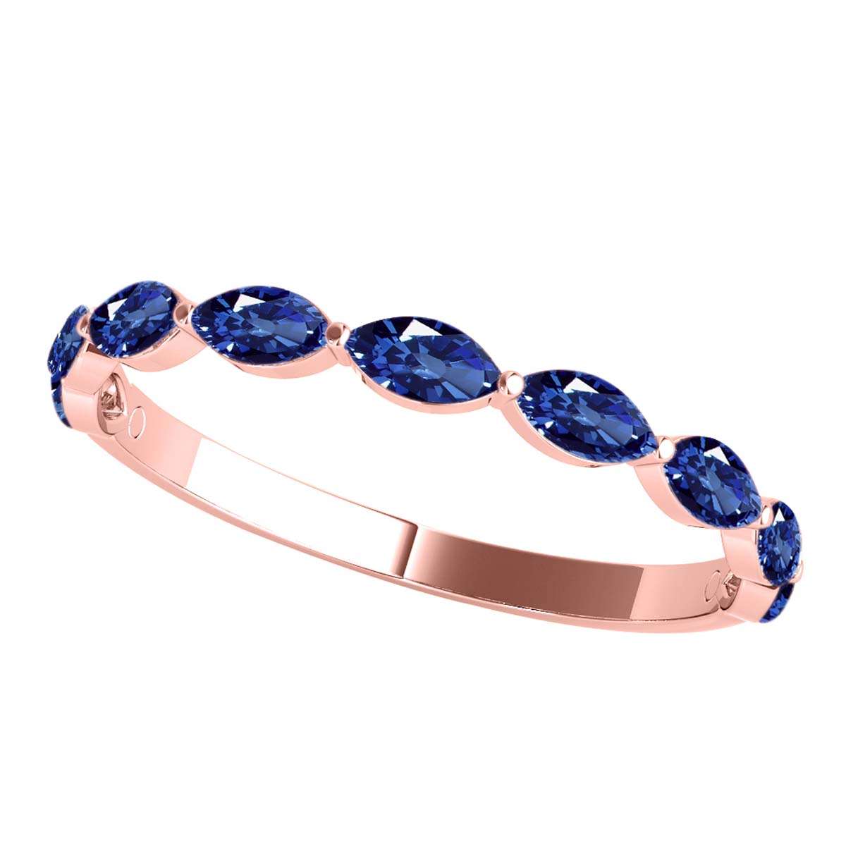 Elegant 0.75 Carat Marquise Sapphire Gemstone Wedding Band in 10K Rose, White & Yellow Gold – Prong Set for Women Mauli Jewels
