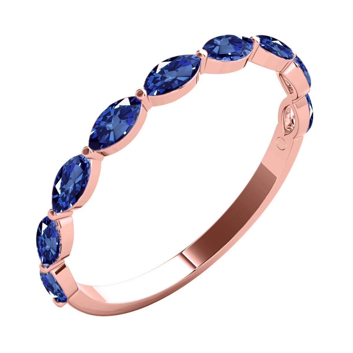 Elegant 0.75 Carat Marquise Sapphire Gemstone Wedding Band in 10K Rose, White & Yellow Gold – Prong Set for Women Mauli Jewels