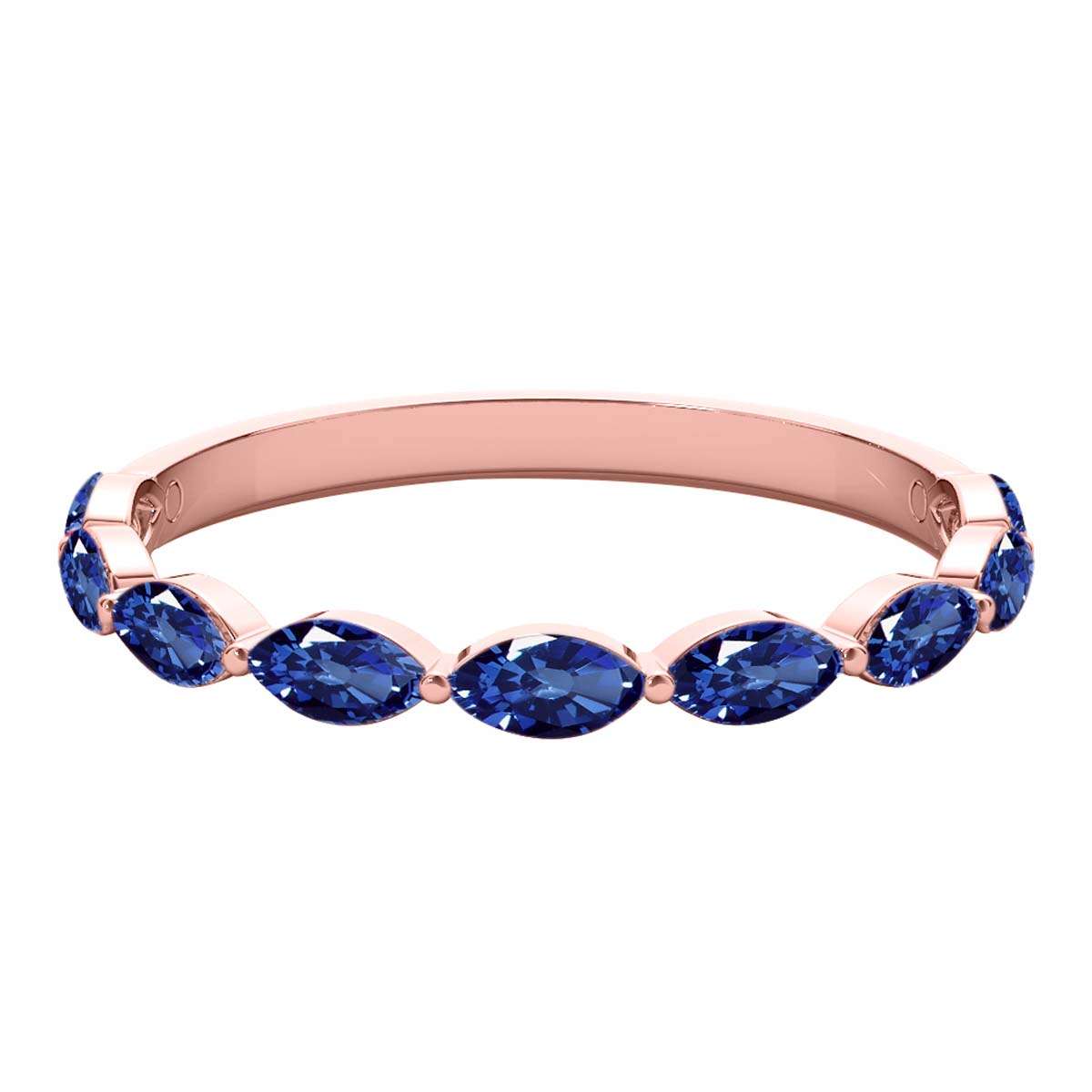 Elegant 0.75 Carat Marquise Sapphire Gemstone Wedding Band in 10K Rose, White & Yellow Gold – Prong Set for Women Mauli Jewels