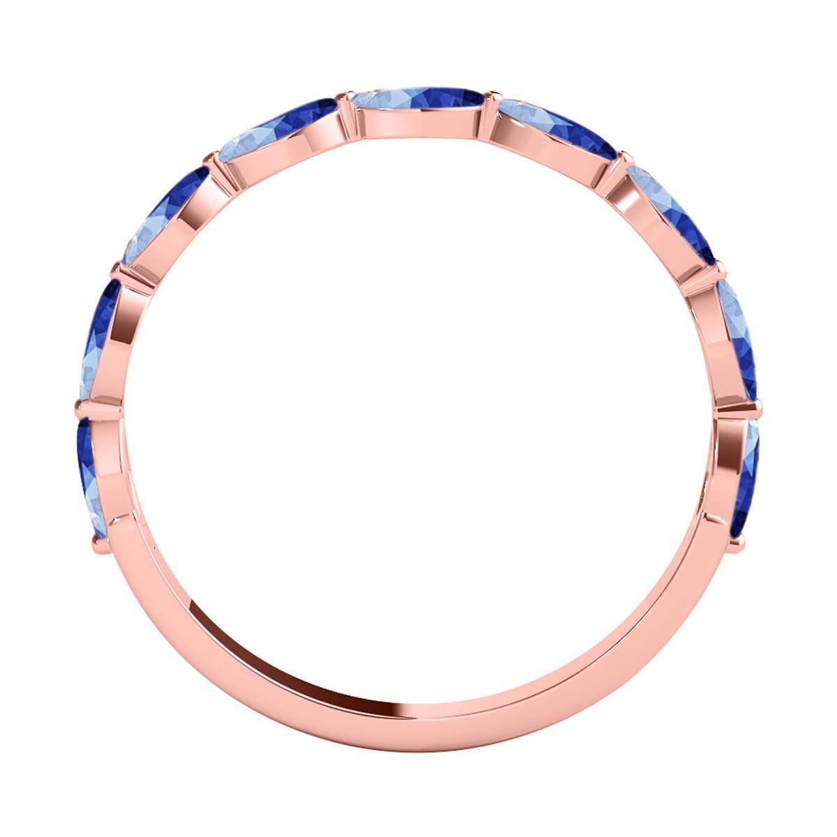 Elegant 0.75 Carat Marquise Sapphire Gemstone Wedding Band in 10K Rose, White & Yellow Gold – Prong Set for Women Mauli Jewels