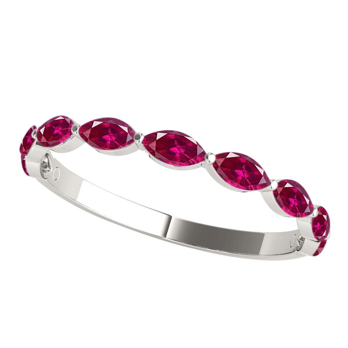 Elegant 0.75 Carat Marquise Ruby Gemstone Wedding Band: Prong Set, 10K Rose, White & Yellow Gold, Perfect for Women Mauli Jewels