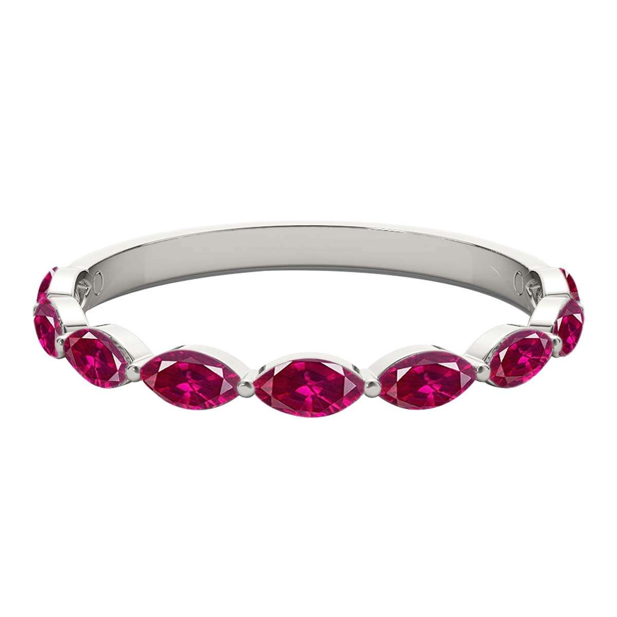 Elegant 0.75 Carat Marquise Ruby Gemstone Wedding Band: Prong Set, 10K Rose, White & Yellow Gold, Perfect for Women Mauli Jewels