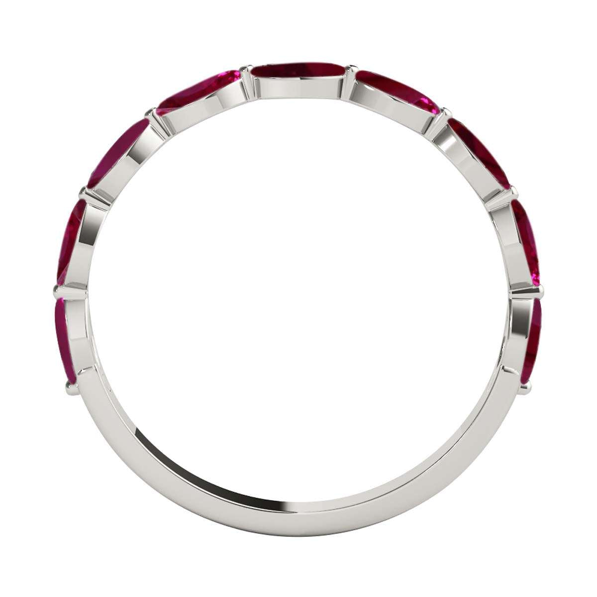 Elegant 0.75 Carat Marquise Ruby Gemstone Wedding Band: Prong Set, 10K Rose, White & Yellow Gold, Perfect for Women Mauli Jewels
