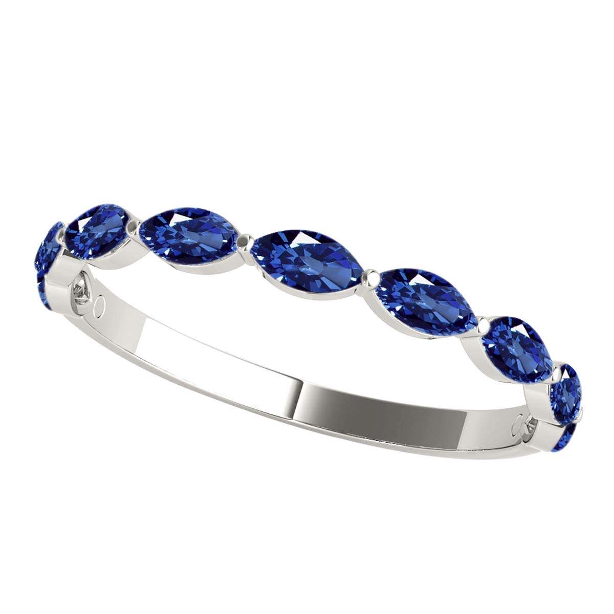 Elegant 0.75 Carat Marquise Sapphire Gemstone Wedding Band in 10K Rose, White & Yellow Gold – Prong Set for Women Mauli Jewels
