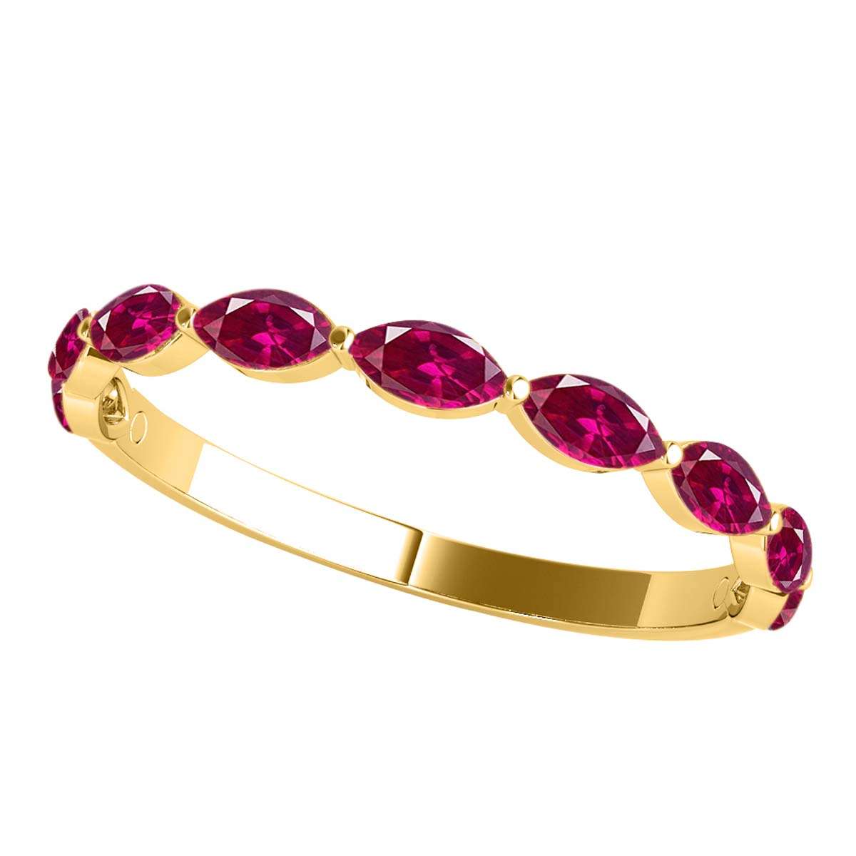 Elegant 0.75 Carat Marquise Ruby Gemstone Wedding Band: Prong Set, 10K Rose, White & Yellow Gold, Perfect for Women Mauli Jewels