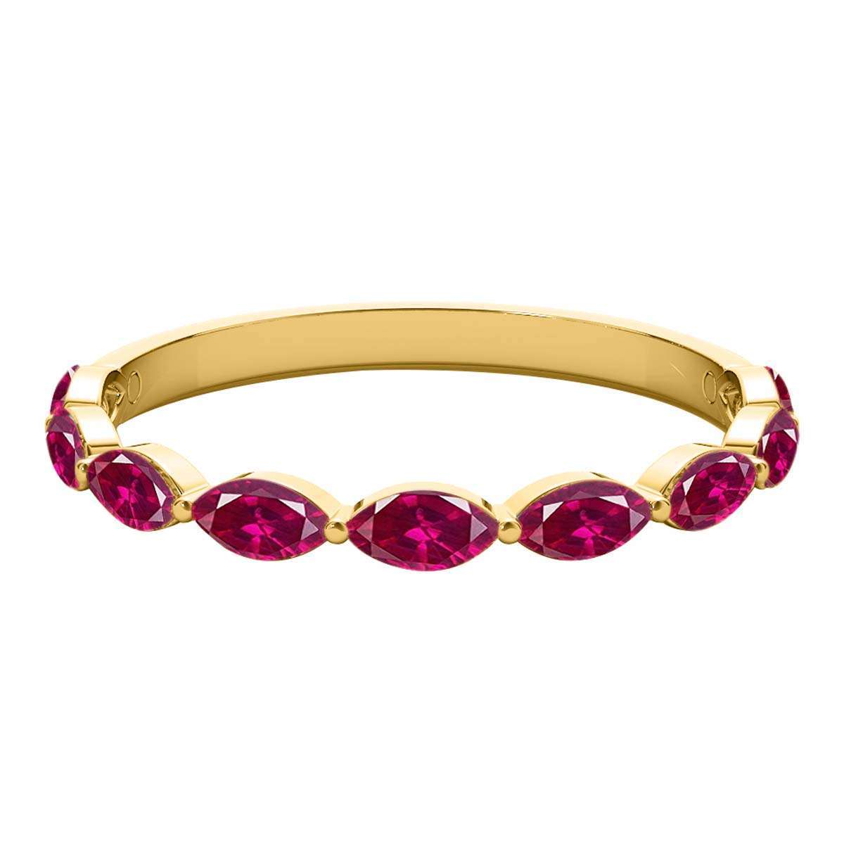 Elegant 0.75 Carat Marquise Ruby Gemstone Wedding Band: Prong Set, 10K Rose, White & Yellow Gold, Perfect for Women Mauli Jewels