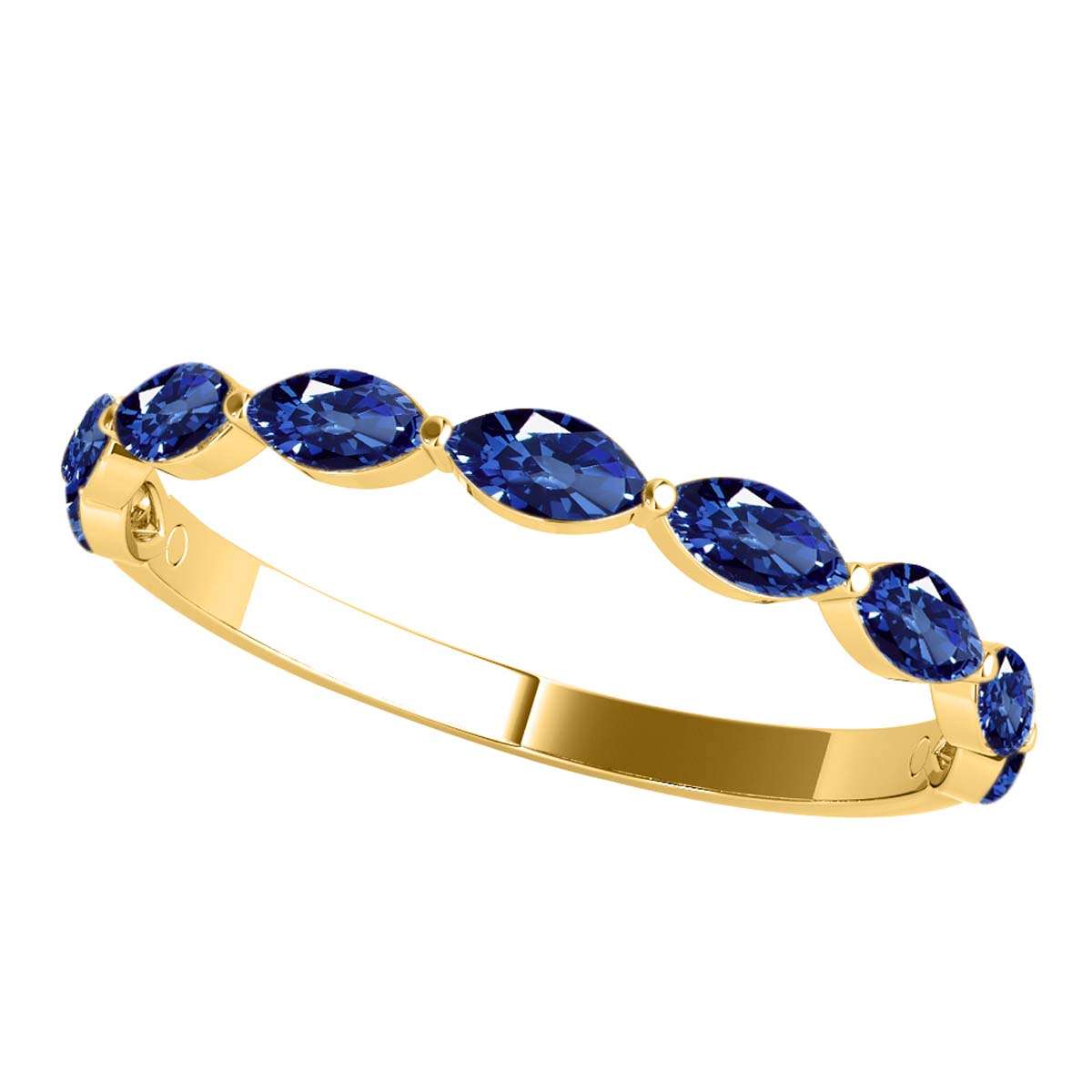 Elegant 0.75 Carat Marquise Sapphire Gemstone Wedding Band in 10K Rose, White & Yellow Gold – Prong Set for Women Mauli Jewels