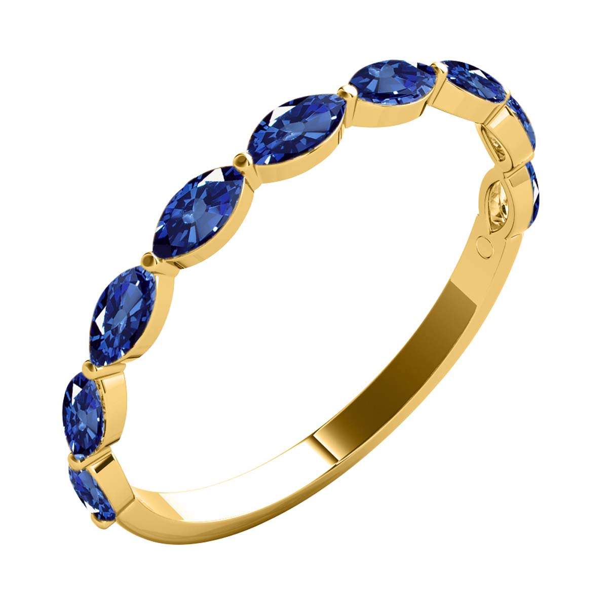 Elegant 0.75 Carat Marquise Sapphire Gemstone Wedding Band in 10K Rose, White & Yellow Gold – Prong Set for Women Mauli Jewels