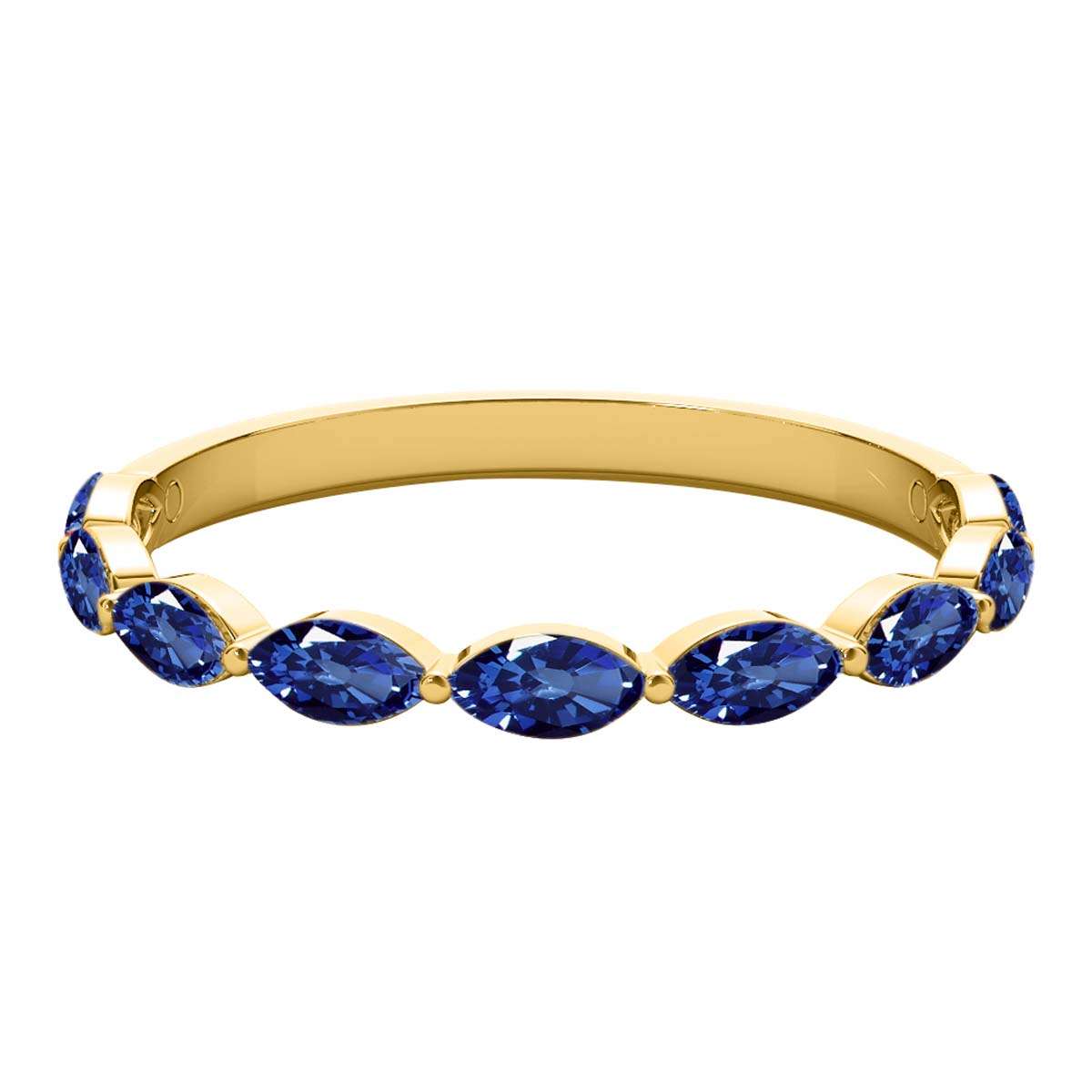 Elegant 0.75 Carat Marquise Sapphire Gemstone Wedding Band in 10K Rose, White & Yellow Gold – Prong Set for Women Mauli Jewels