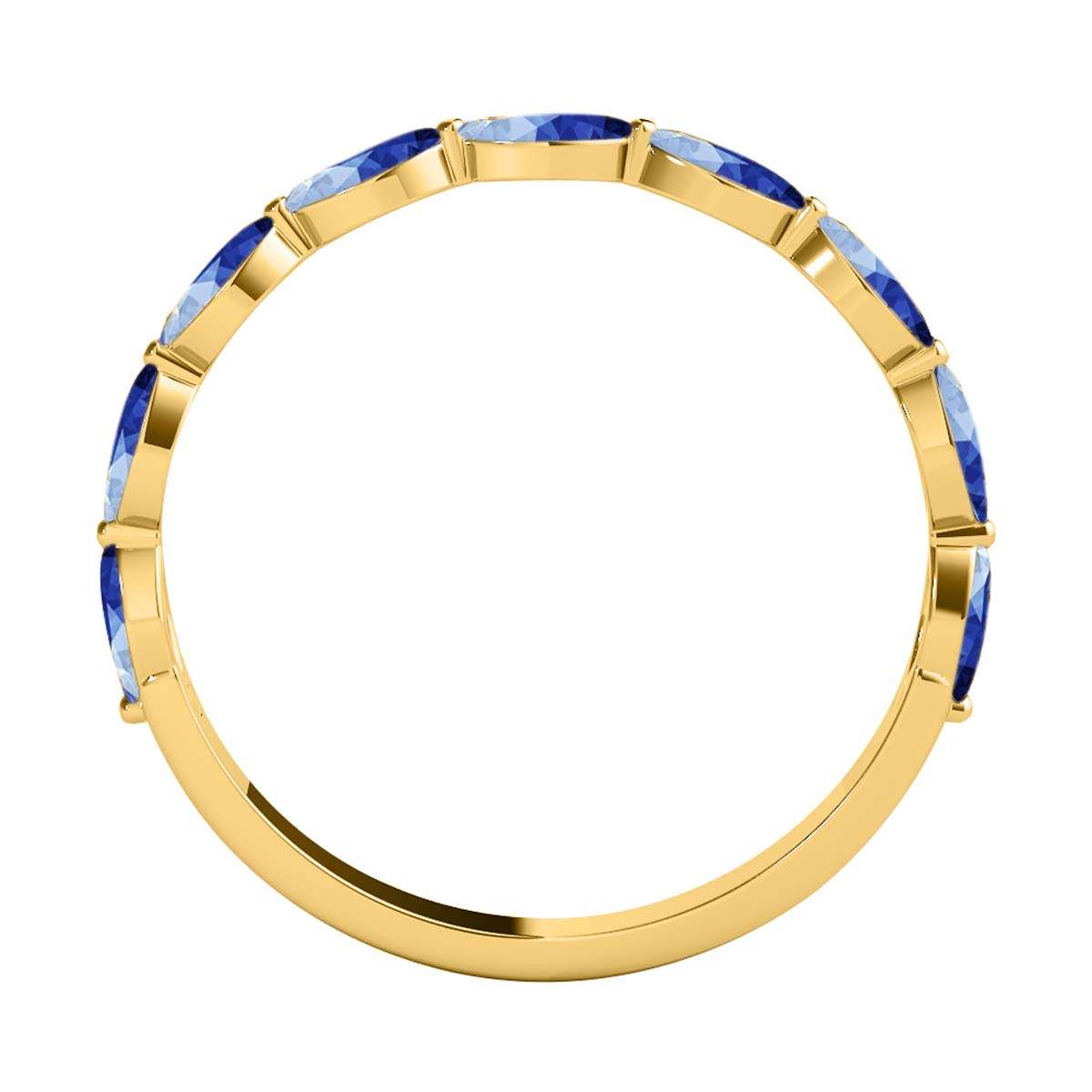 Elegant 0.75 Carat Marquise Sapphire Gemstone Wedding Band in 10K Rose, White & Yellow Gold – Prong Set for Women Mauli Jewels