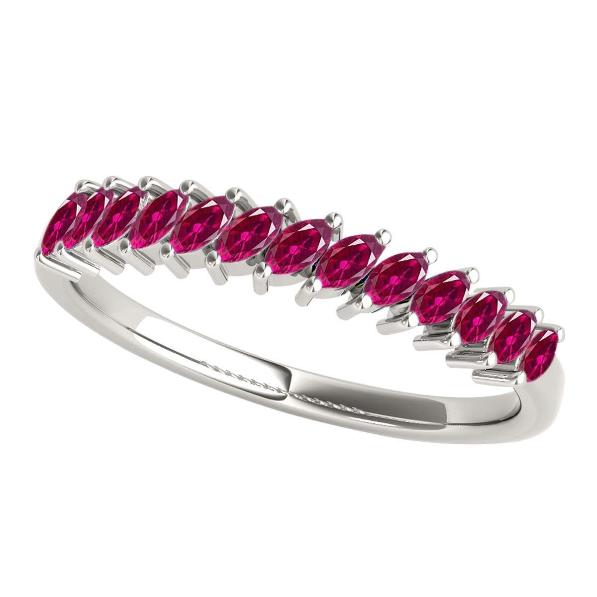 Elegant 0.65 Carat Marquise Ruby Gemstone Wedding Band: Prong Set, 10K Rose, White & Yellow Gold, Perfect for Women Mauli Jewels