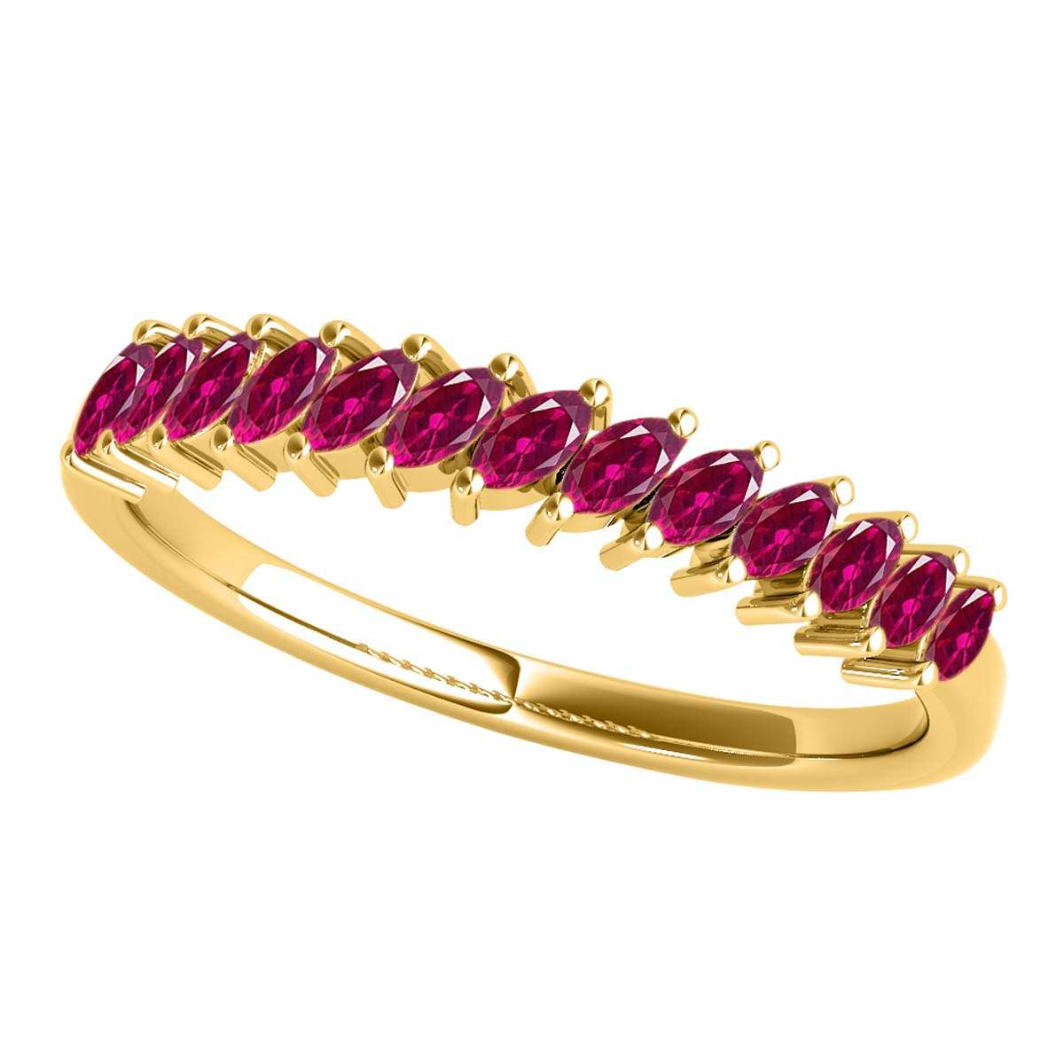 Elegant 0.65 Carat Marquise Ruby Gemstone Wedding Band: Prong Set, 10K Rose, White & Yellow Gold, Perfect for Women Mauli Jewels