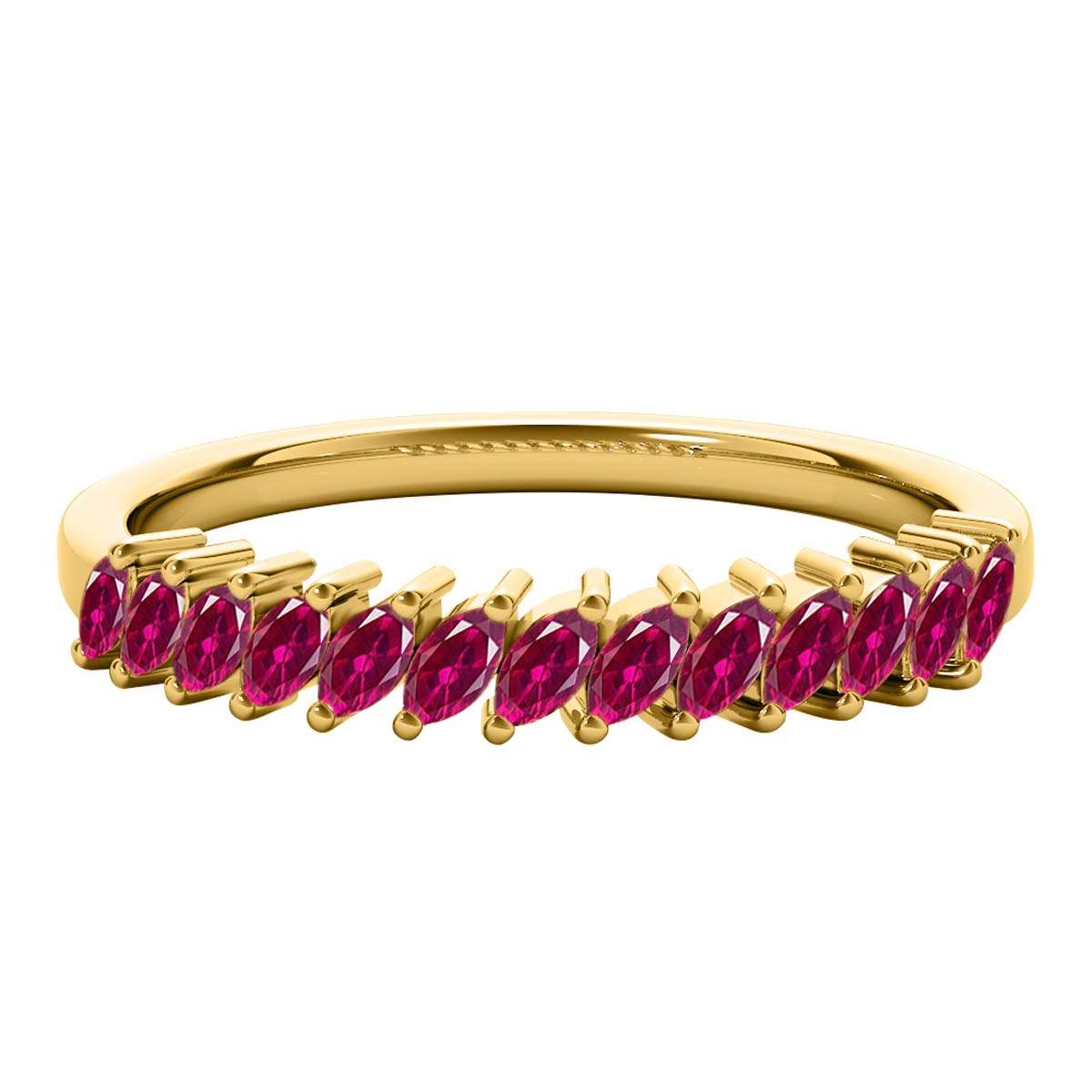 Elegant 0.65 Carat Marquise Ruby Gemstone Wedding Band: Prong Set, 10K Rose, White & Yellow Gold, Perfect for Women Mauli Jewels