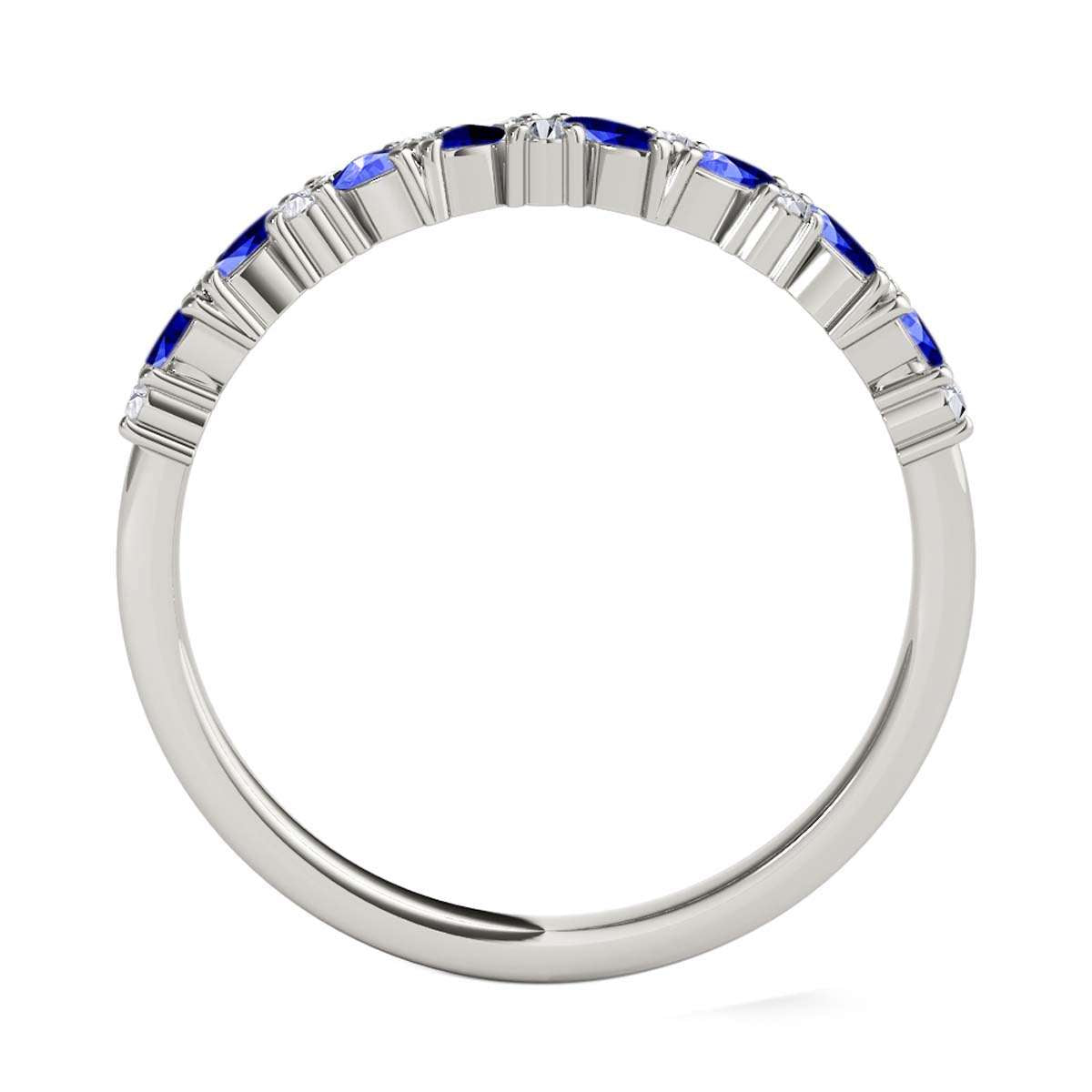0.5 Carat Prong Set Natural Diamond & Marquise Shape Tanzanite Gemstone Wedding Band In 10K Rose White & Yellow Solid Gold Mauli Jewels