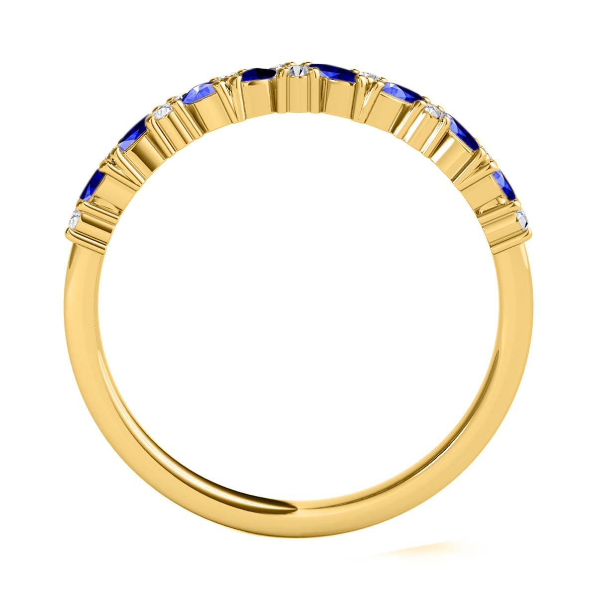 0.5 Carat Prong Set Natural Diamond & Marquise Shape Tanzanite Gemstone Wedding Band In 10K Rose White & Yellow Solid Gold Mauli Jewels