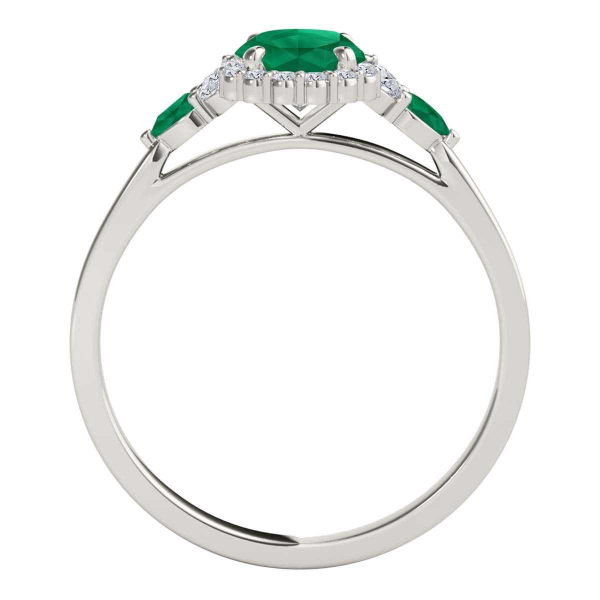 1.1 Carat Diamond & Emerald Ring - Prong Set Oval/Pear Shape in 10K Rose, White, or Yellow Gold Mauli Jewels
