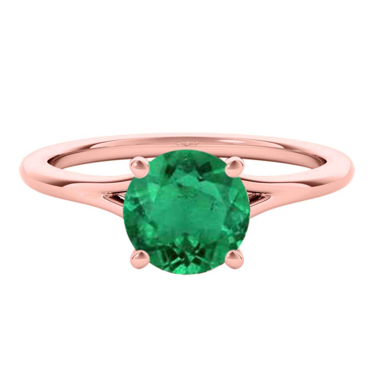 Mauli Jewels 1.00 Carat Round Shape Emerald Gemstone Prong Set Ring in 10K Rose, White & Yellow Gold Mauli Jewels