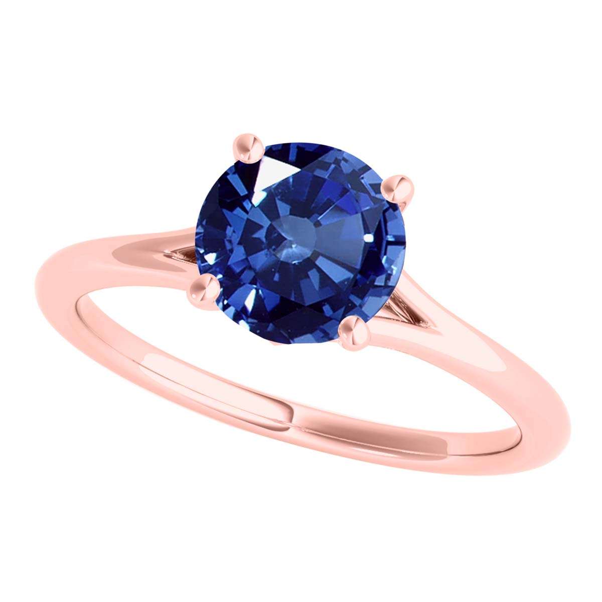 Mauli Jewels 1.00 Carat Round Shape Sapphire Gemstone Prong Set Ring in 10K Rose, White & Yellow Gold Mauli Jewels