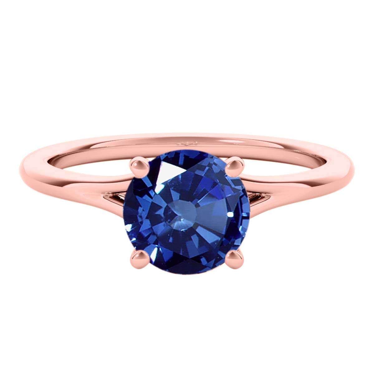 Mauli Jewels 1.00 Carat Round Shape Sapphire Gemstone Prong Set Ring in 10K Rose, White & Yellow Gold Mauli Jewels