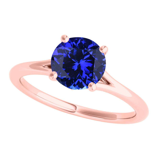 Mauli Jewels 1.00 Carat Round Shape Tanzanite Gemstone Prong Set Ring in 10K Rose, White & Yellow Gold Mauli Jewels
