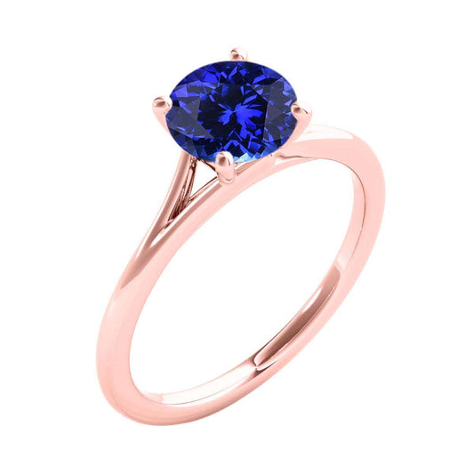 Mauli Jewels 1.00 Carat Round Shape Tanzanite Gemstone Prong Set Ring in 10K Rose, White & Yellow Gold Mauli Jewels
