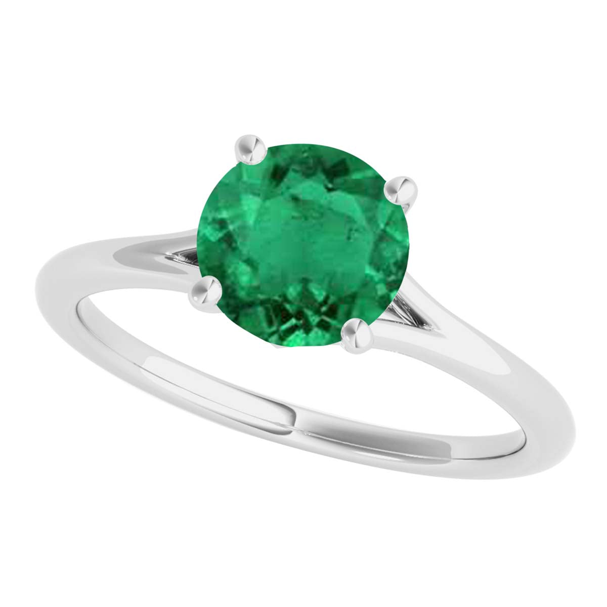 Mauli Jewels 1.00 Carat Round Shape Emerald Gemstone Prong Set Ring in 10K Rose, White & Yellow Gold Mauli Jewels