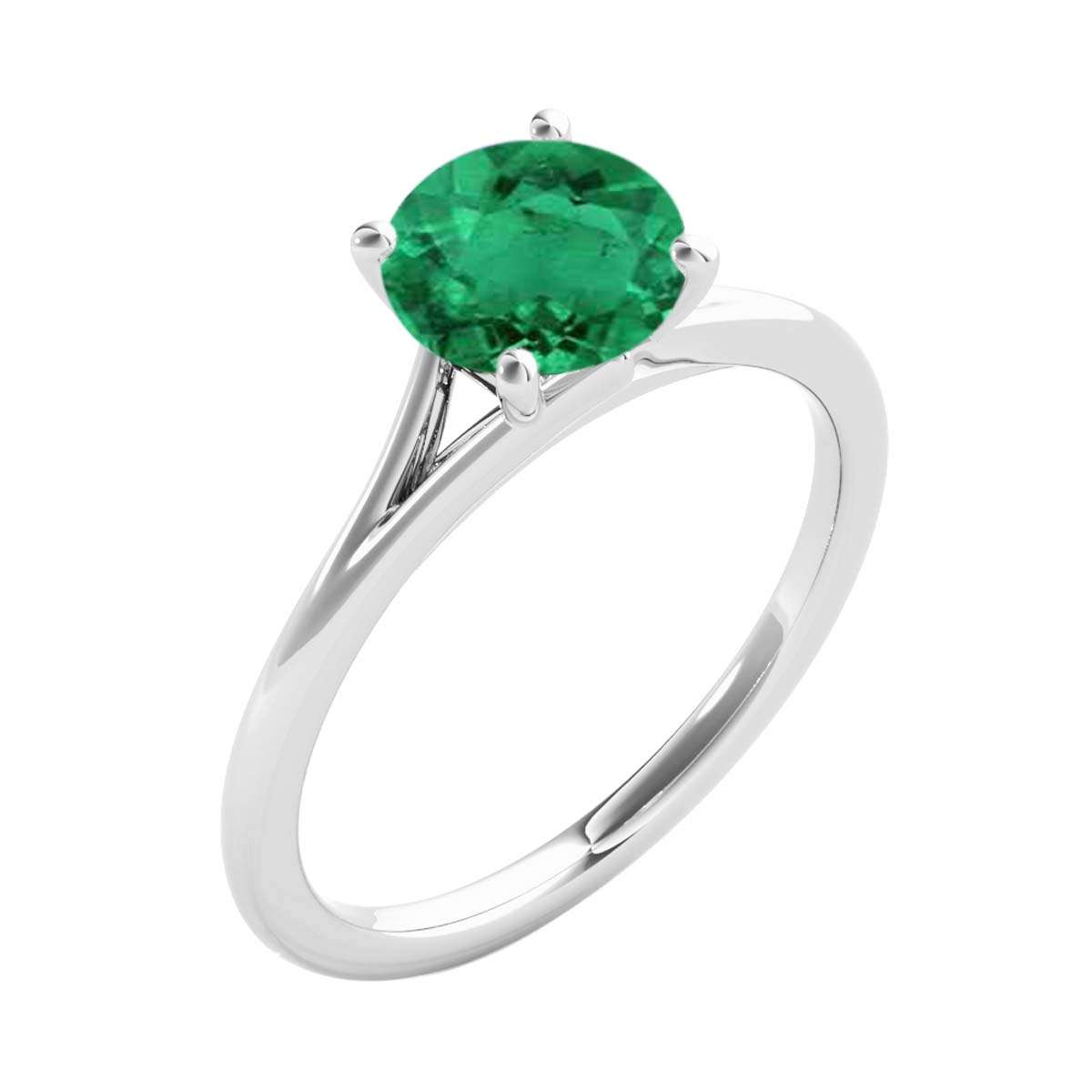 Mauli Jewels 1.00 Carat Round Shape Emerald Gemstone Prong Set Ring in 10K Rose, White & Yellow Gold Mauli Jewels