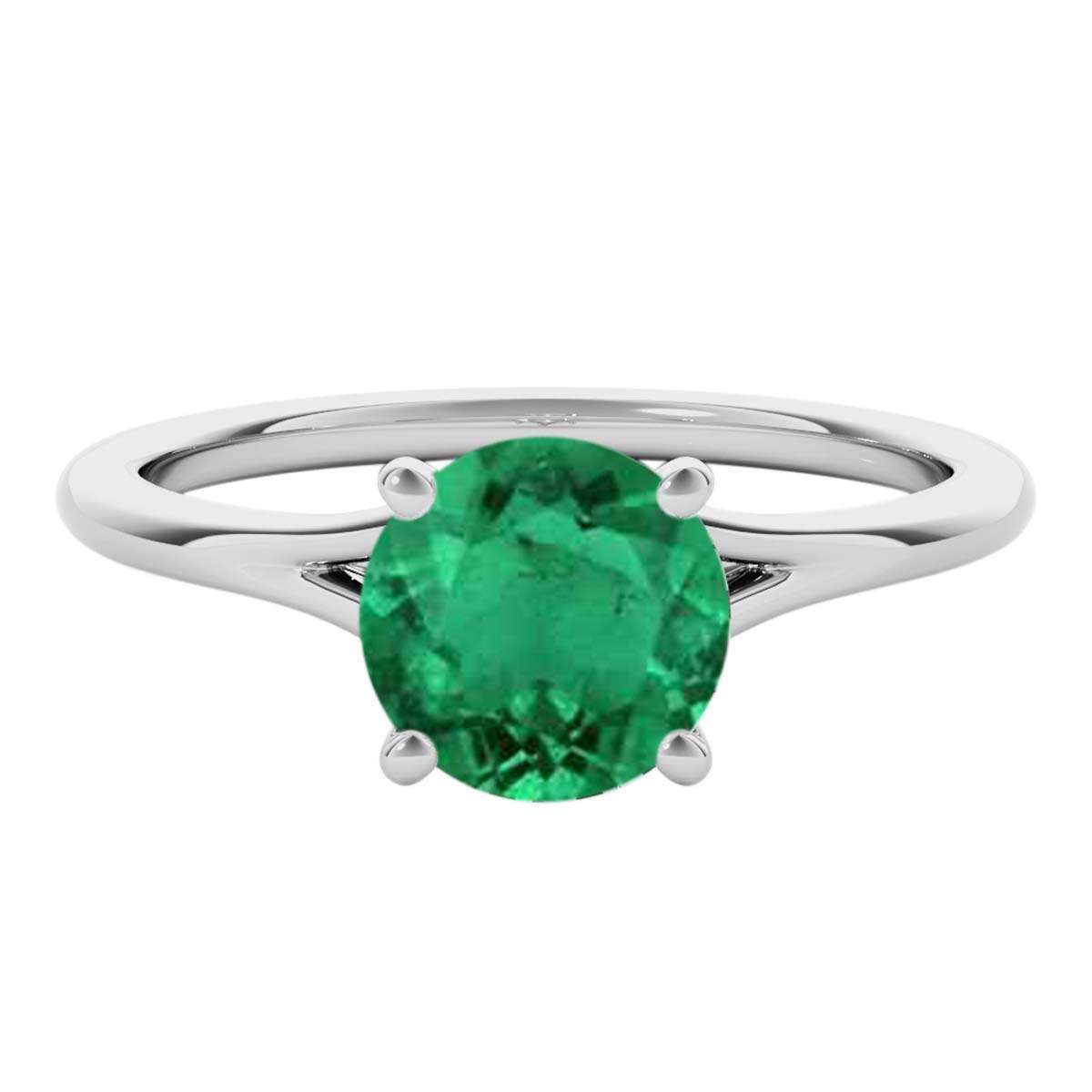 Mauli Jewels 1.00 Carat Round Shape Emerald Gemstone Prong Set Ring in 10K Rose, White & Yellow Gold Mauli Jewels