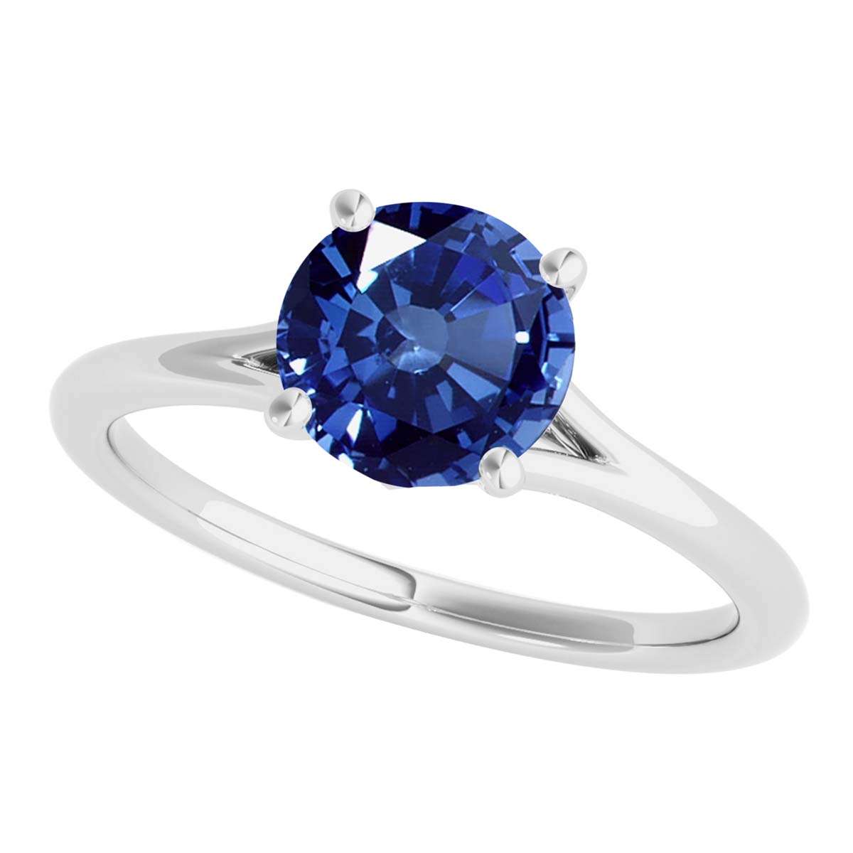 Mauli Jewels 1.00 Carat Round Shape Sapphire Gemstone Prong Set Ring in 10K Rose, White & Yellow Gold Mauli Jewels
