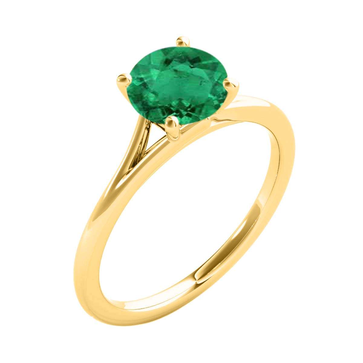 Mauli Jewels 1.00 Carat Round Shape Emerald Gemstone Prong Set Ring in 10K Rose, White & Yellow Gold Mauli Jewels