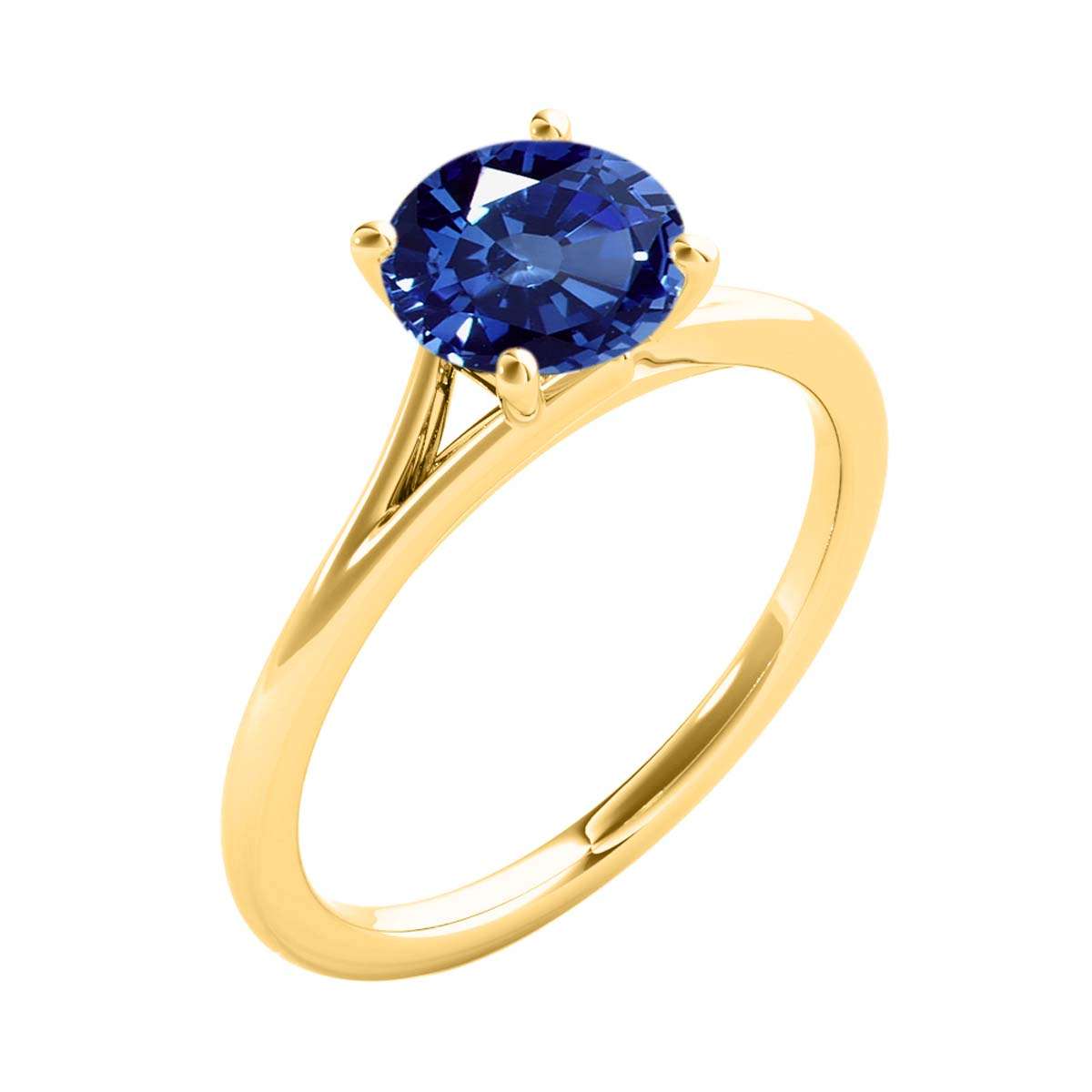Mauli Jewels 1.00 Carat Round Shape Sapphire Gemstone Prong Set Ring in 10K Rose, White & Yellow Gold Mauli Jewels