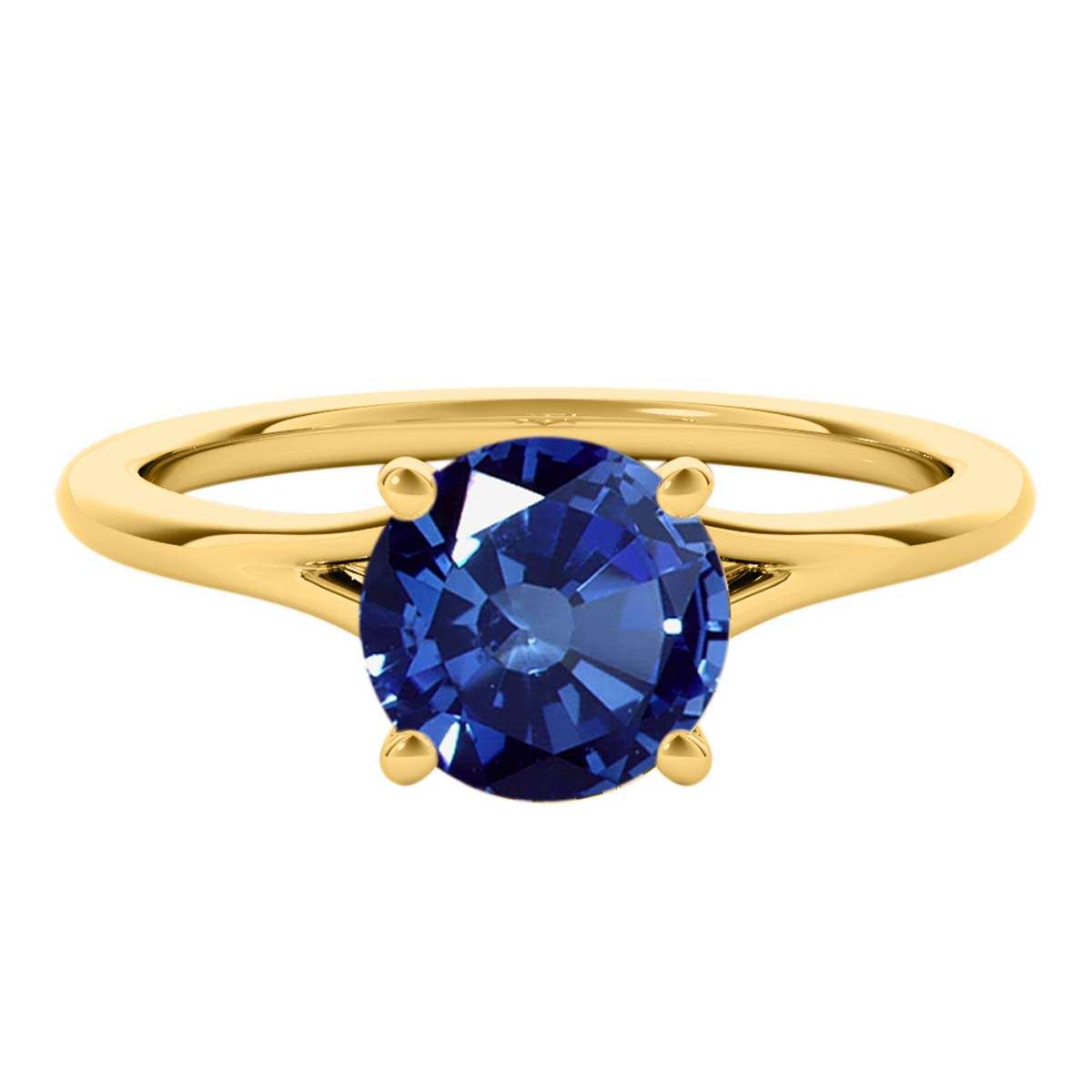 Mauli Jewels 1.00 Carat Round Shape Sapphire Gemstone Prong Set Ring in 10K Rose, White & Yellow Gold Mauli Jewels