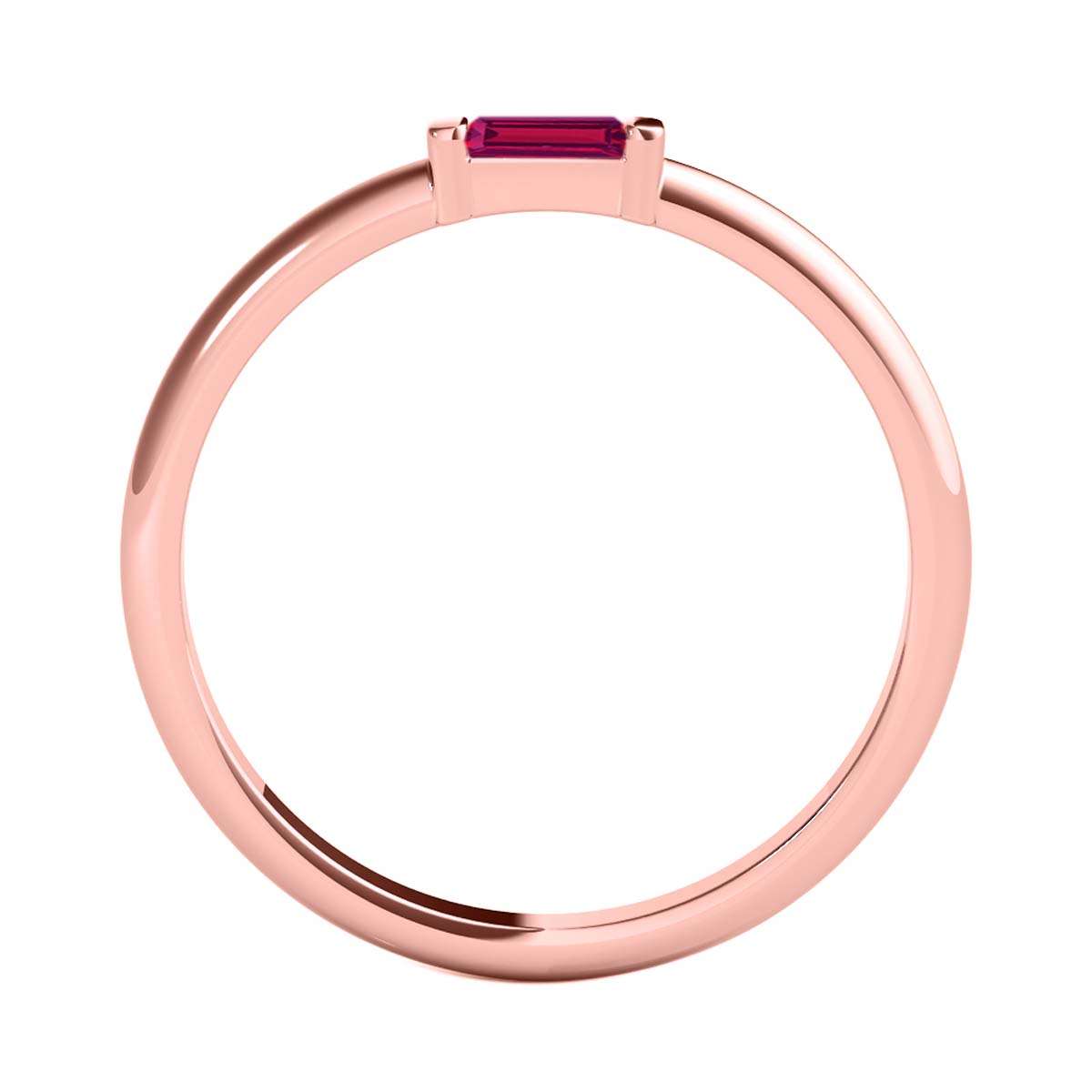 Mauli Jewels 0.15 Carat Baguette-Cut Ruby Gemstone Prong-Set Ring in 10K Rose, White, and Yellow Gold Mauli Jewels