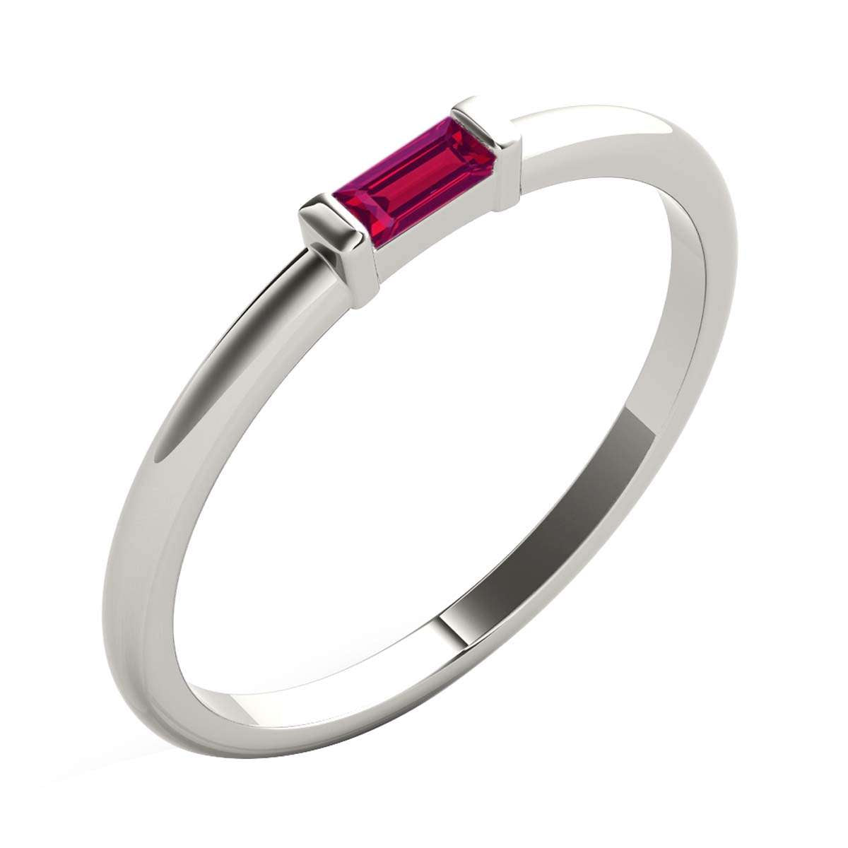 Mauli Jewels 0.15 Carat Baguette-Cut Ruby Gemstone Prong-Set Ring in 10K Rose, White, and Yellow Gold Mauli Jewels