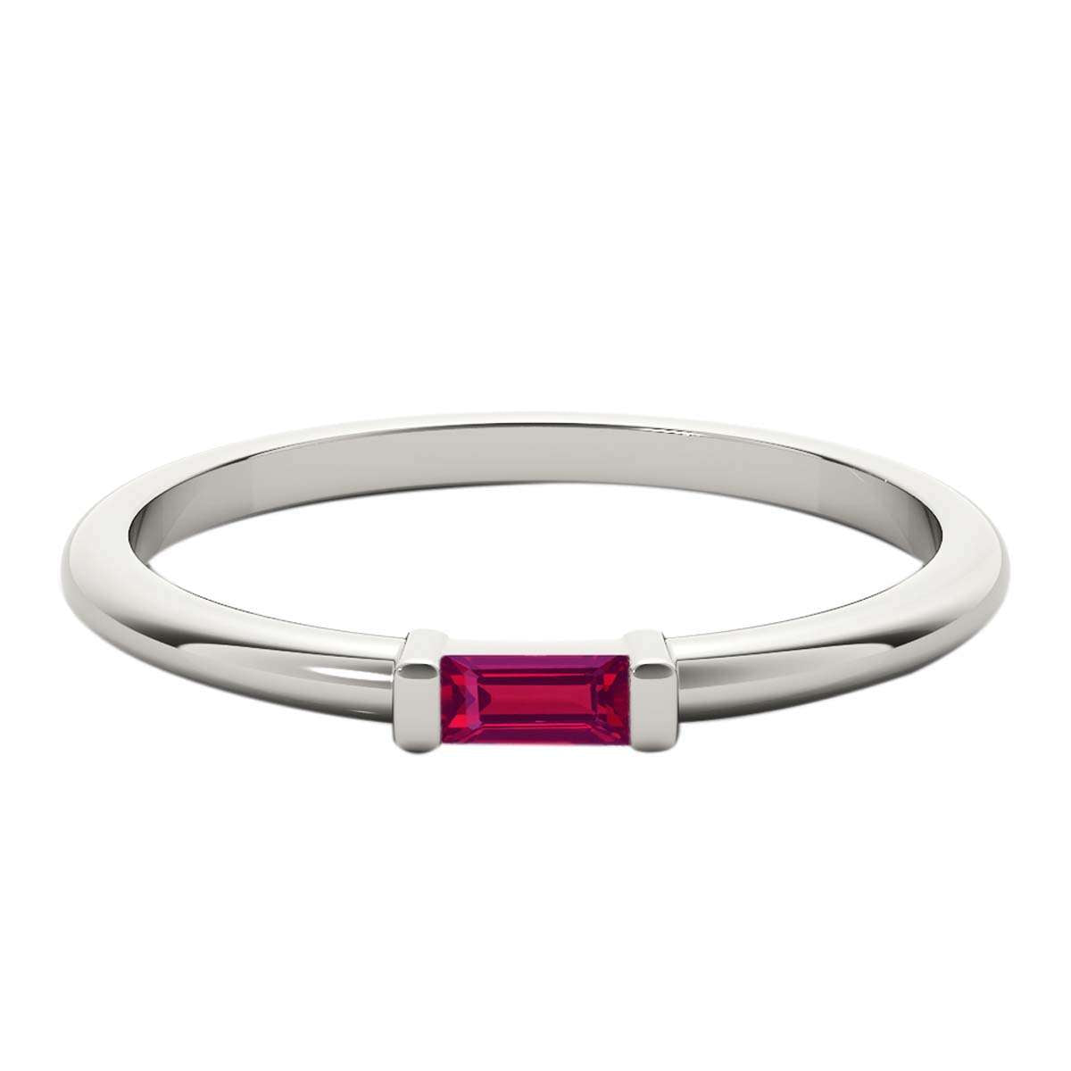 Mauli Jewels 0.15 Carat Baguette-Cut Ruby Gemstone Prong-Set Ring in 10K Rose, White, and Yellow Gold Mauli Jewels