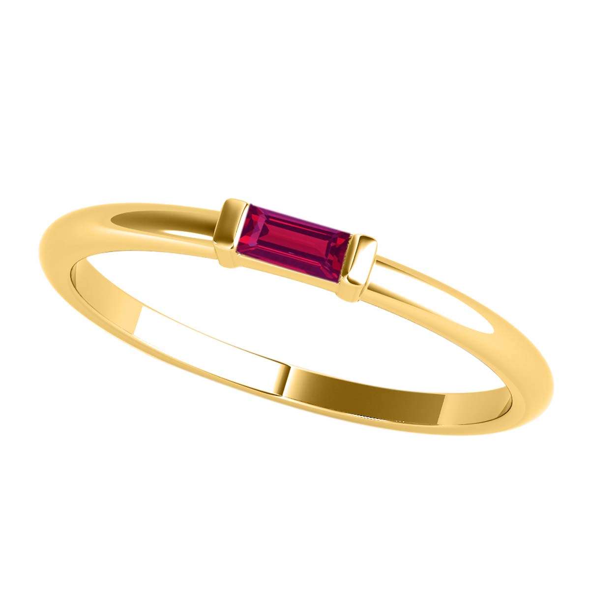 Mauli Jewels 0.15 Carat Baguette-Cut Ruby Gemstone Prong-Set Ring in 10K Rose, White, and Yellow Gold Mauli Jewels