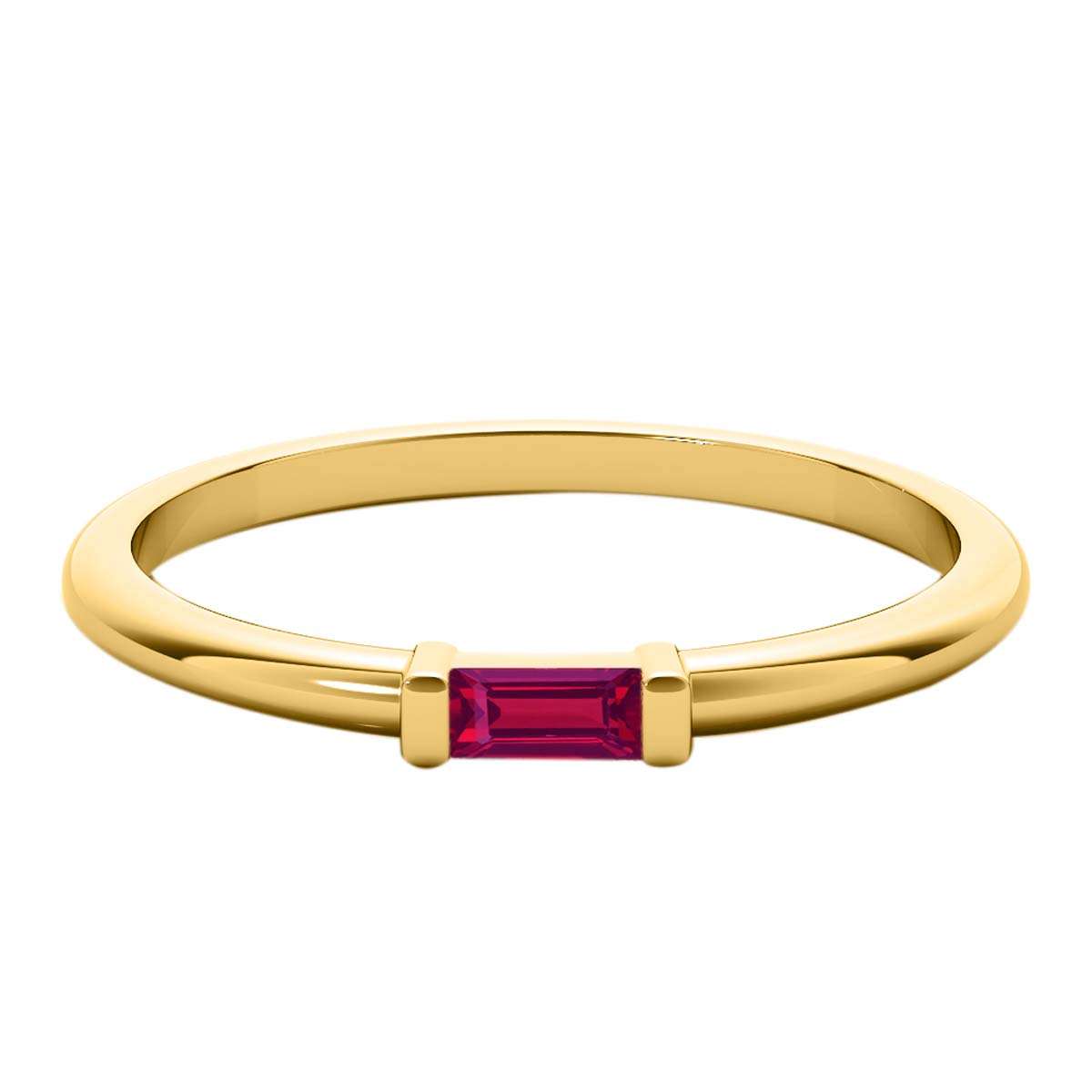 Mauli Jewels 0.15 Carat Baguette-Cut Ruby Gemstone Prong-Set Ring in 10K Rose, White, and Yellow Gold Mauli Jewels