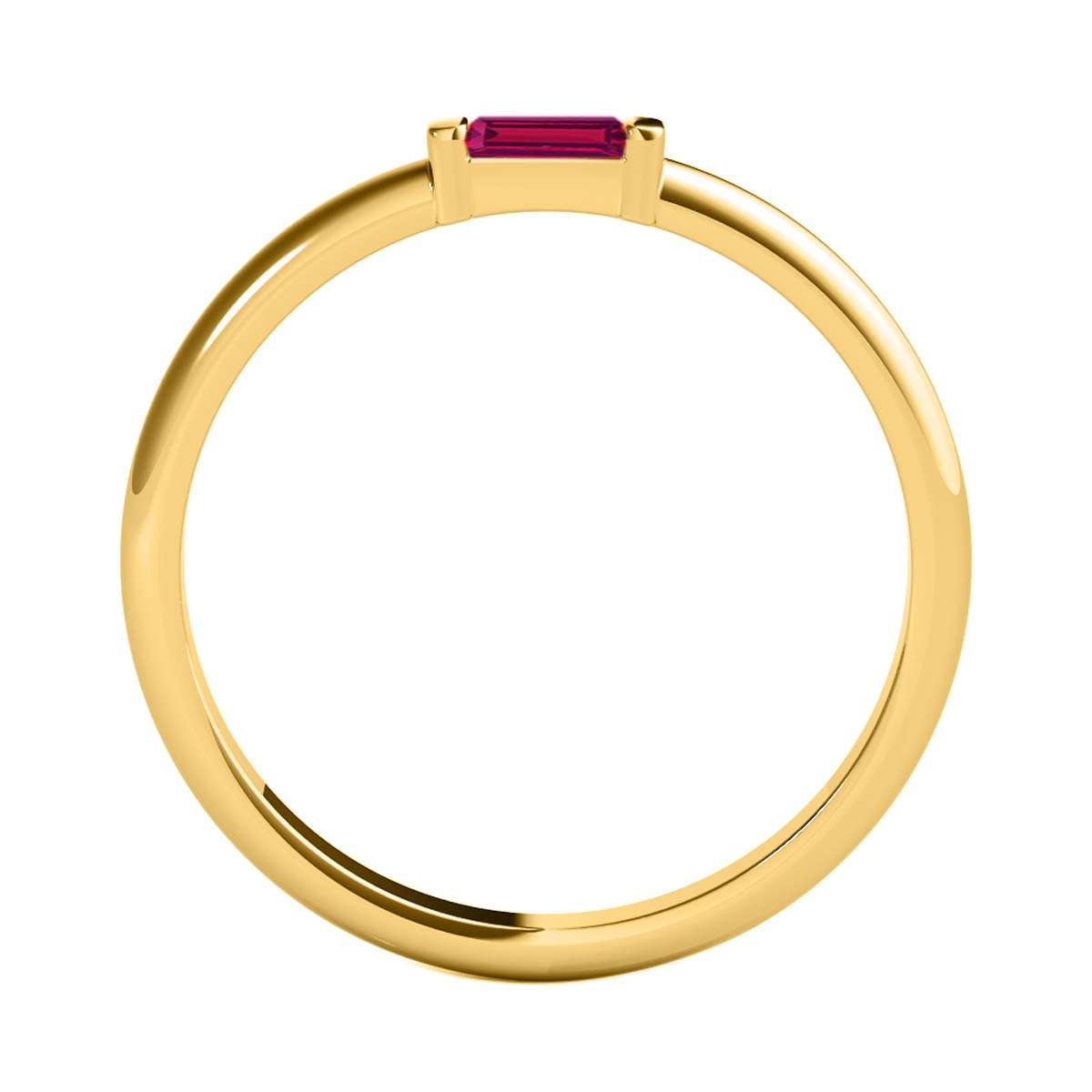 Mauli Jewels 0.15 Carat Baguette-Cut Ruby Gemstone Prong-Set Ring in 10K Rose, White, and Yellow Gold Mauli Jewels