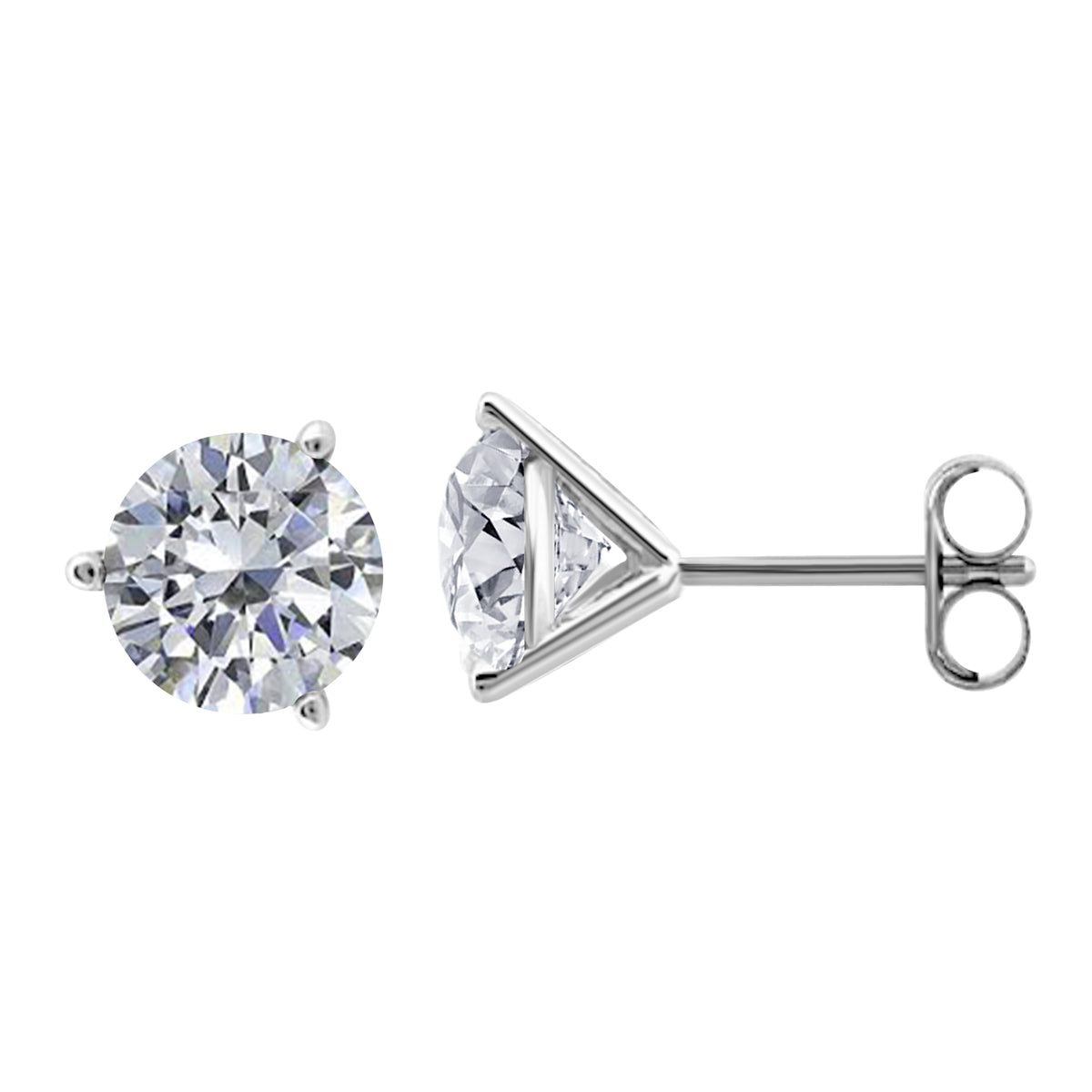 0.20 Carat 3-Prong Martini Stud Earrings for Women in 14K Rose, White & Yellow Gold with Secure Push Backs Mauli Jewels