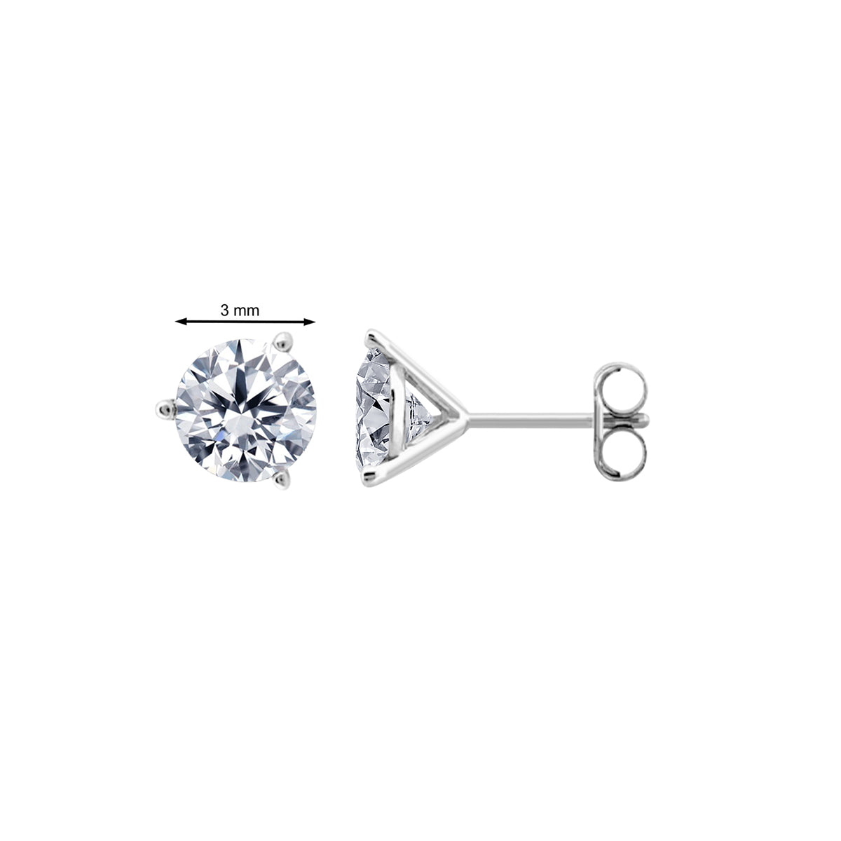 0.20 Carat 3-Prong Martini Stud Earrings for Women in 14K Rose, White & Yellow Gold with Secure Push Backs Mauli Jewels