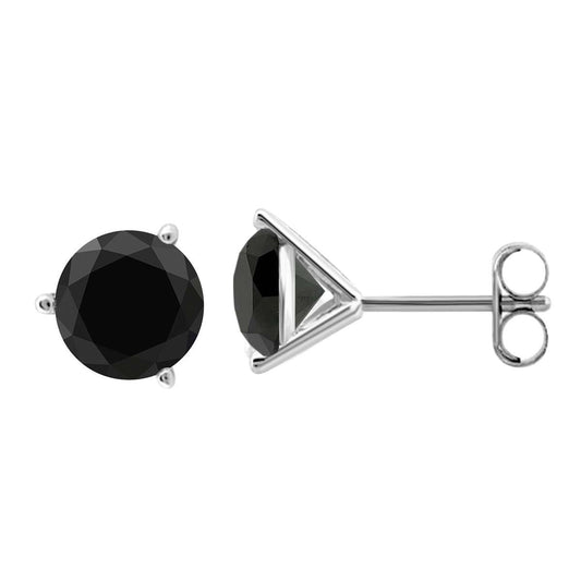 5.00 - 0.20 Carat Black Natural Diamond Martini Stud Earrings For Women In 14K Rose White & Yellow Gold Mauli Jewels