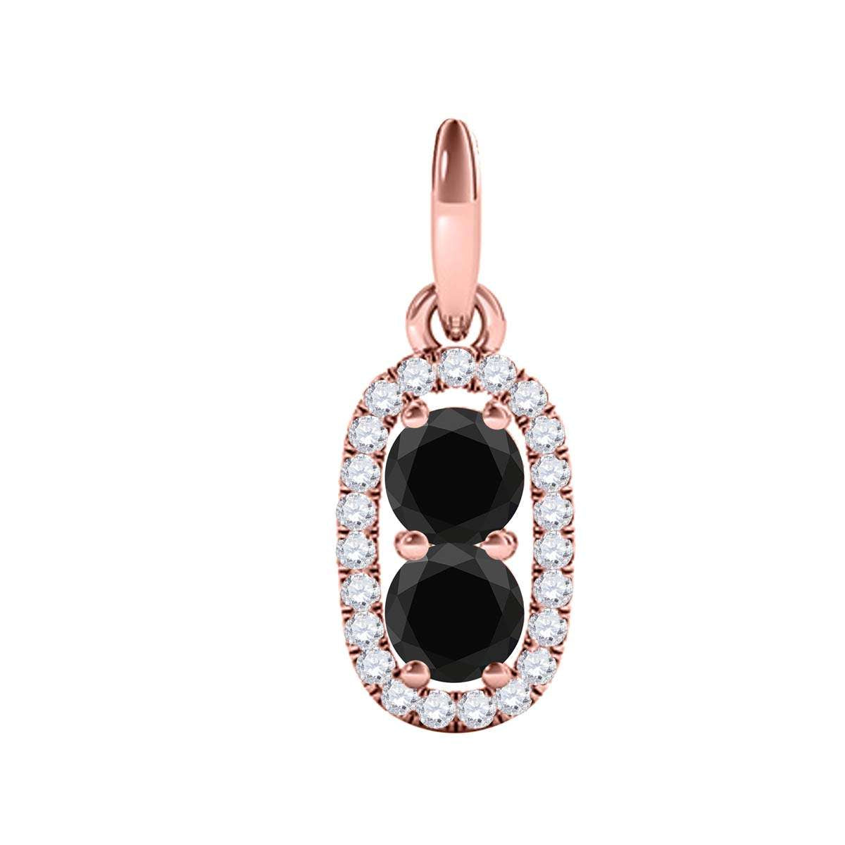 MauliJewels Women Necklace 1.25 Carat Beautiful Two Stone Black Diamond Pendant 14K Yellow Rose & White Gold With 18'' Box Chain Jewelry Mauli Jewels