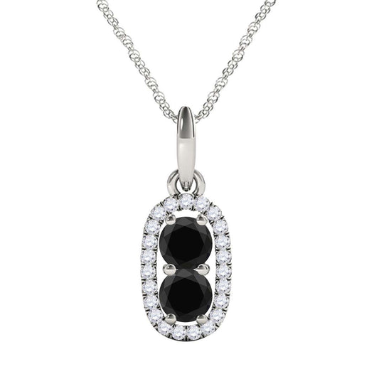 MauliJewels Women Necklace 1.25 Carat Beautiful Two Stone Black Diamond Pendant 14K Yellow Rose & White Gold With 18'' Box Chain Jewelry Mauli Jewels