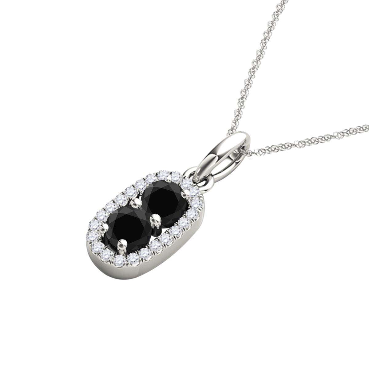 MauliJewels Women Necklace 1.25 Carat Beautiful Two Stone Black Diamond Pendant 14K Yellow Rose & White Gold With 18'' Box Chain Jewelry Mauli Jewels