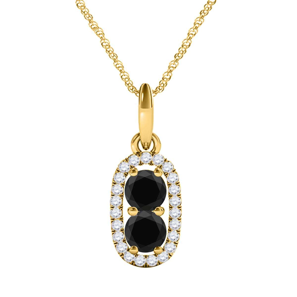 MauliJewels Women Necklace 1.25 Carat Beautiful Two Stone Black Diamond Pendant 14K Yellow Rose & White Gold With 18'' Box Chain Jewelry Mauli Jewels
